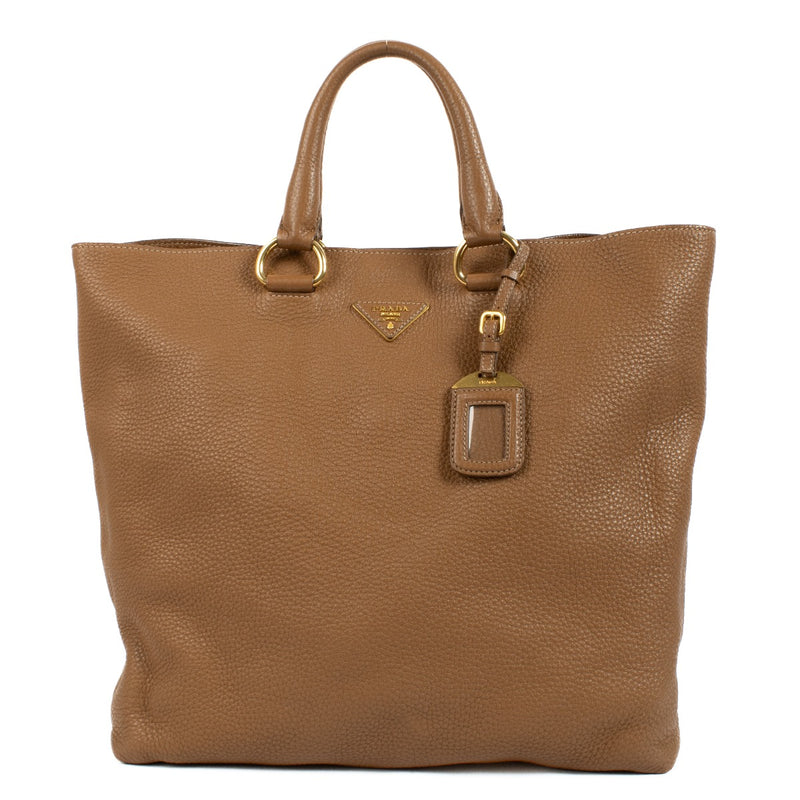 Prada Brown Vitello Daino Tote Bag
