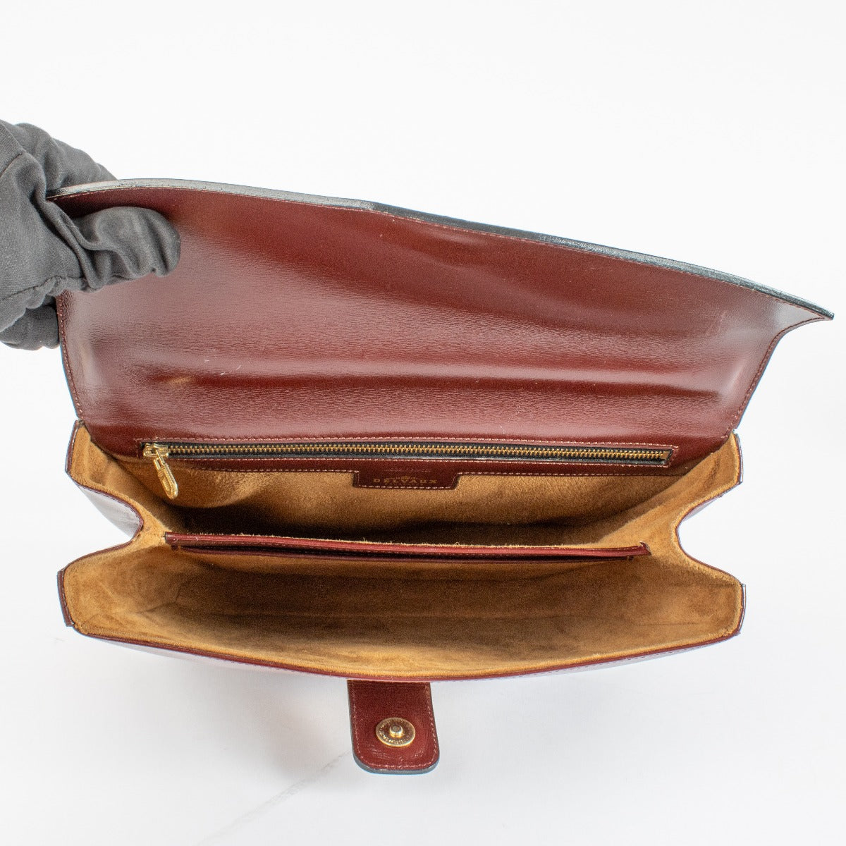 Delvaux 1989 Burgundy Box Shoulder Bag