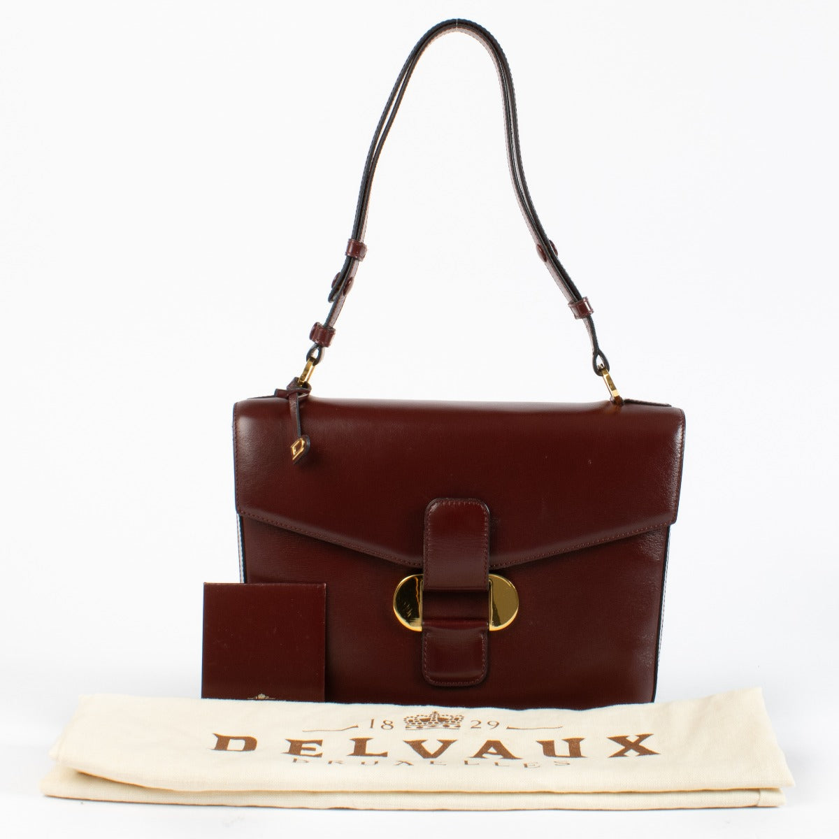 Delvaux 1989 Burgundy Box Shoulder Bag