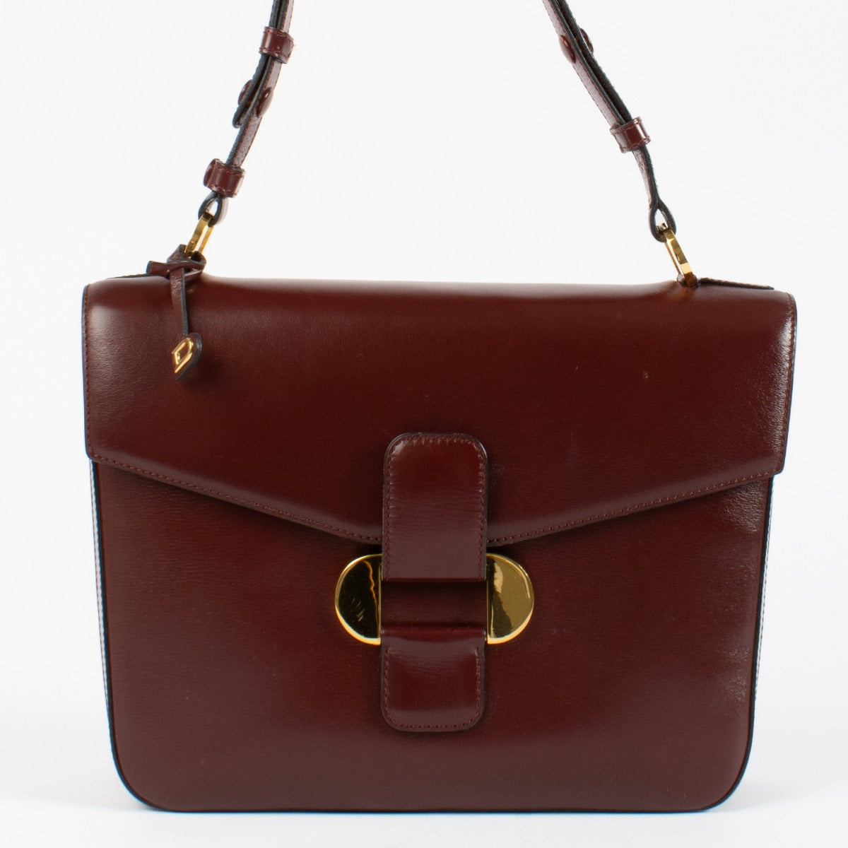 Delvaux 1989 Burgundy Box Shoulder Bag