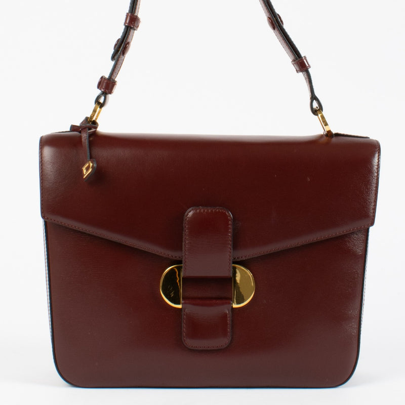 Delvaux 1989 Burgundy Box Shoulder Bag