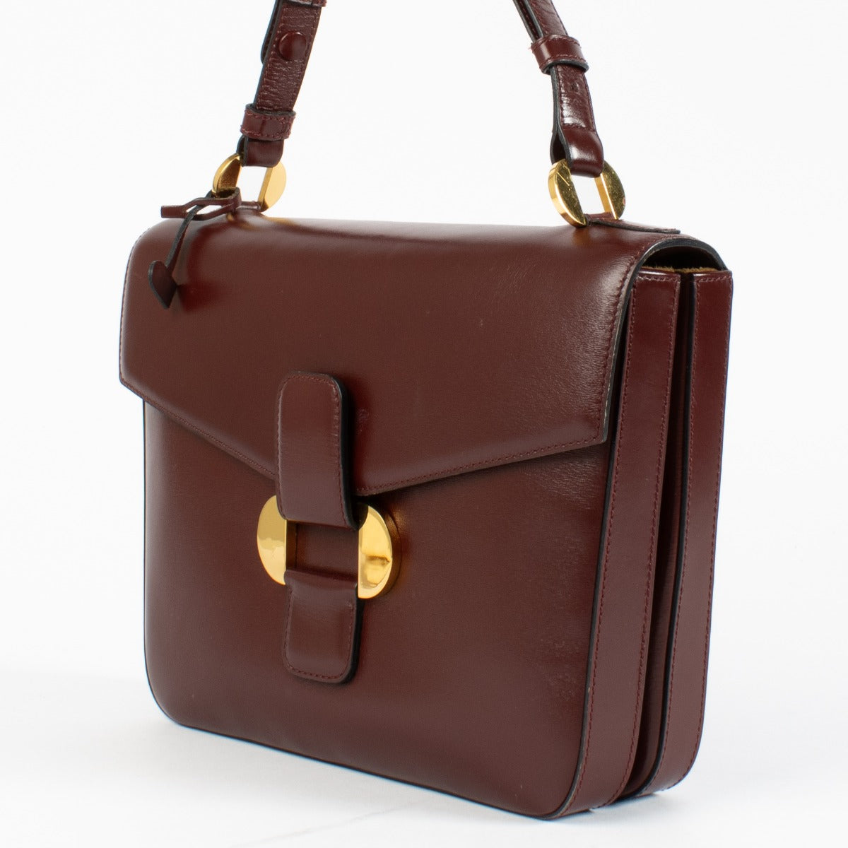 Delvaux 1989 Burgundy Box Shoulder Bag