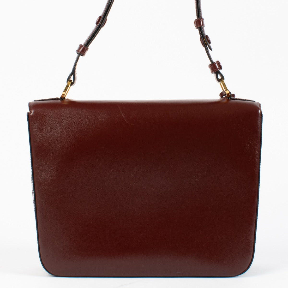Delvaux 1989 Burgundy Box Shoulder Bag