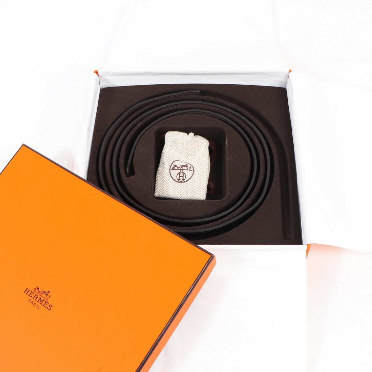 Hermès Focus Reversible Black/Etoupe Swift Belt