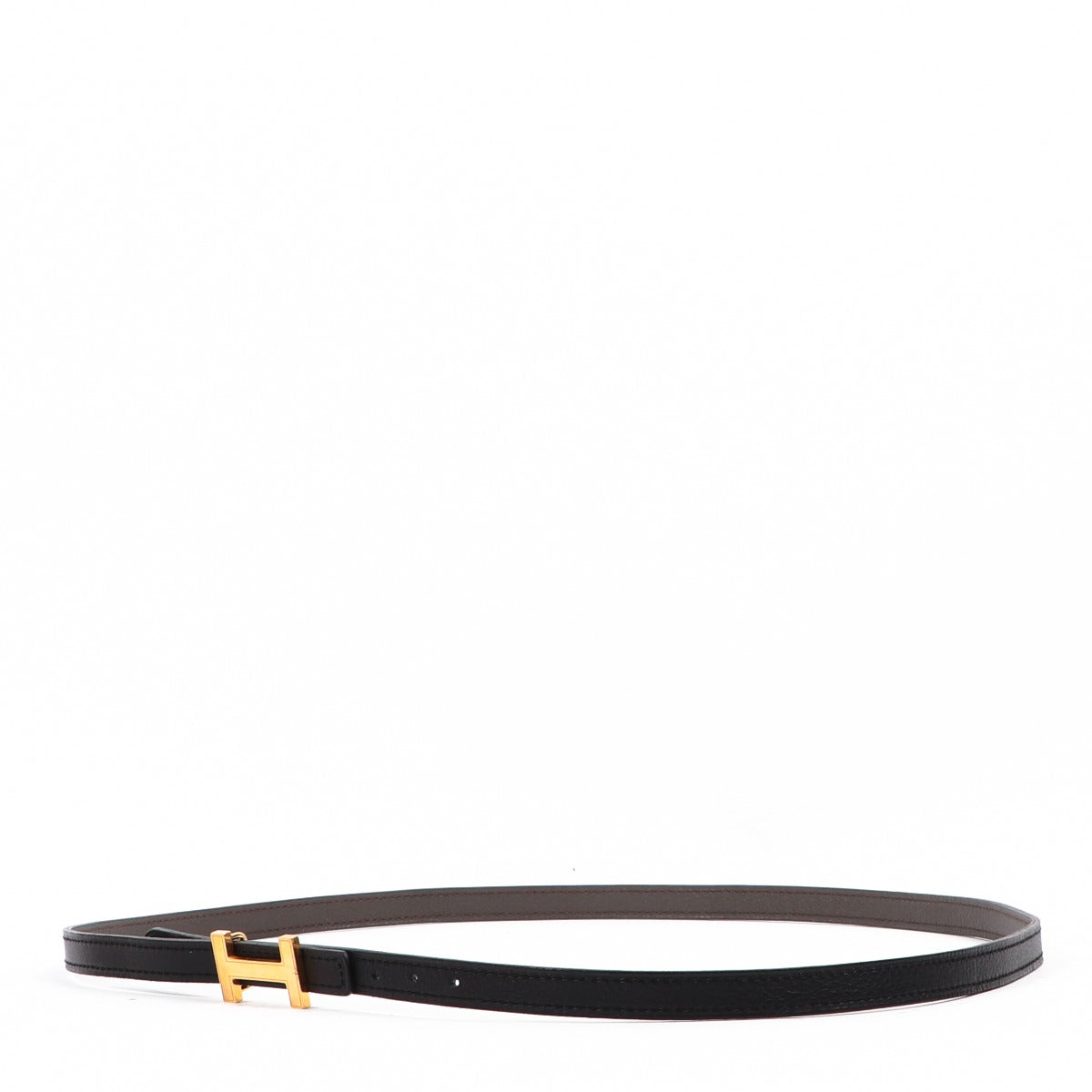 Hermès Focus Reversible Black/Etoupe Swift Belt - Size 95