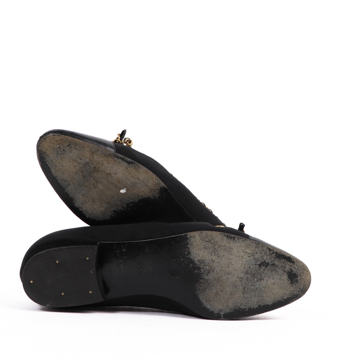 Chanel Black Chain Bow Ballerina Flats - Size 38.5
