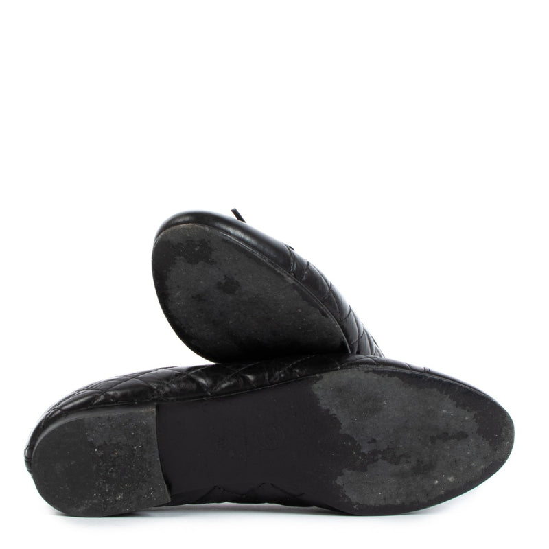 Chanel Black Quilted Ballerina Flats - Size 40
