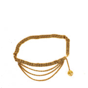 Chanel Vintage Gold CC Ball Pendant Triple Strand Chain Belt