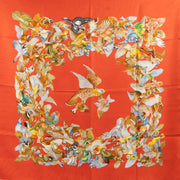 Buy an authentic second hand Hermès Red L'Intrus Bird Silk Scarf in very good condition at Labellov.com