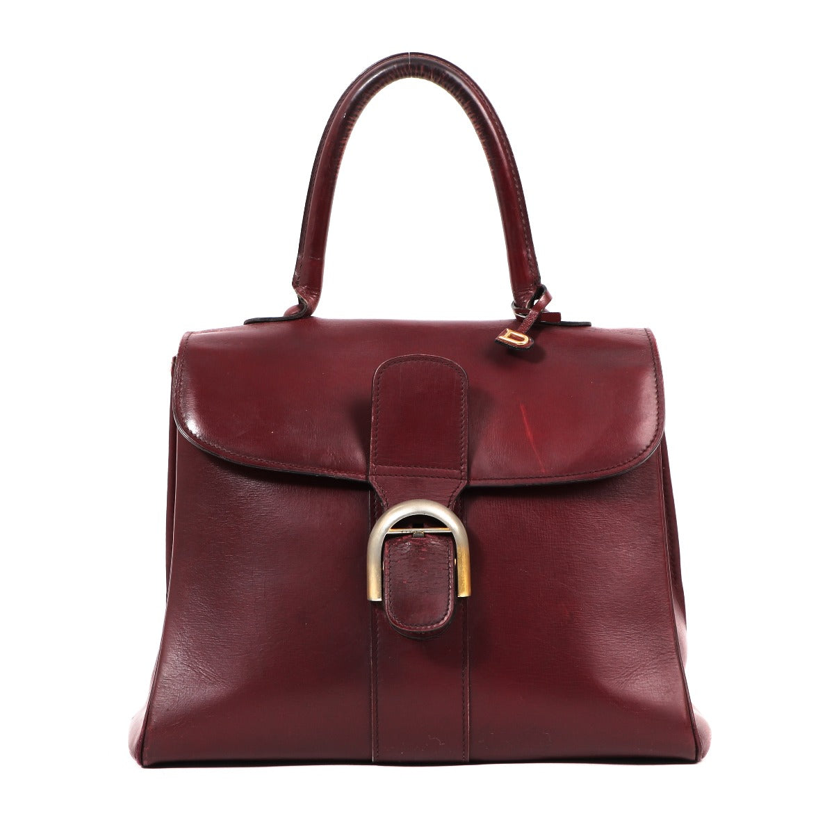 Buy an authentic second-hand Delvaux Burgundy Boxcalf Brillant MM Top Handle Bag in good condition at Labellov in Antwerp.