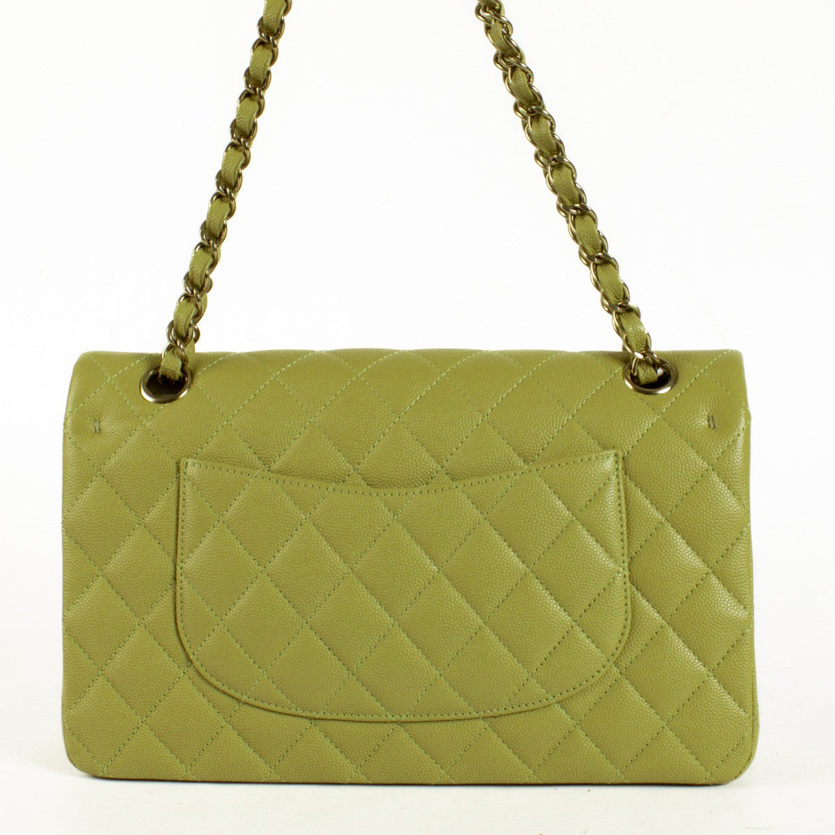 Chanel 22K Light Green Caviar Medium Classic 11.12 Bag at Labellov.com