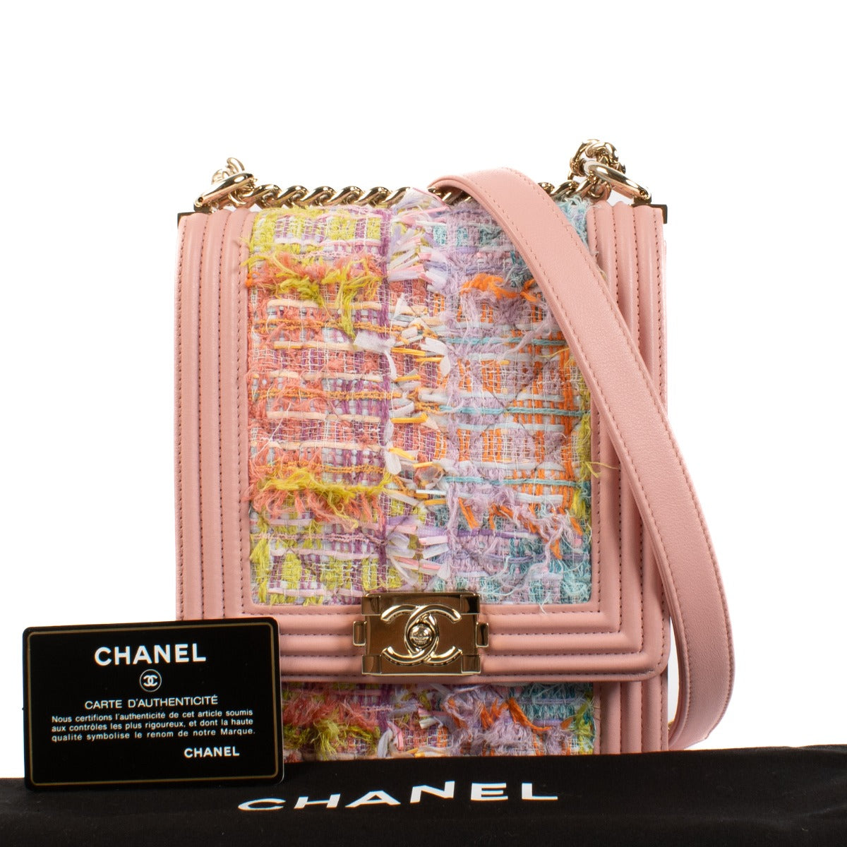 Chanel Pink Tweed Boy North/South Bag