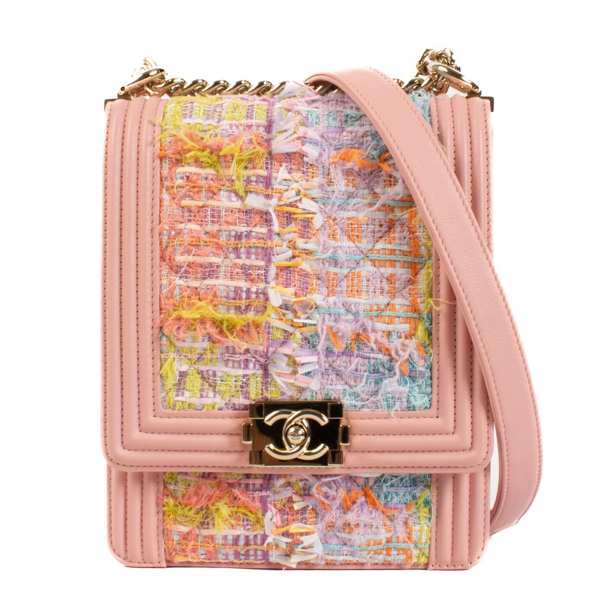 Chanel Pink Tweed Boy North/South Bag