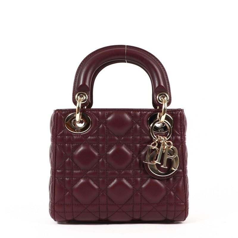 Dior Mini Lady Dior Amaranth Lambskin Cannage Bag