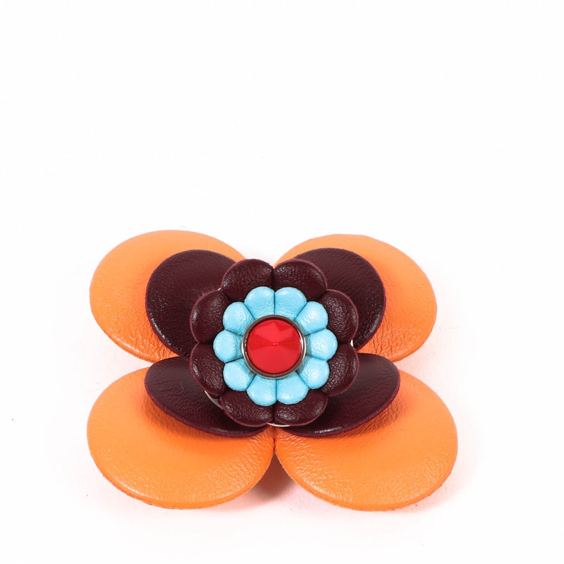 Fendi Multicolor Floral Leather Magnetic Brooch