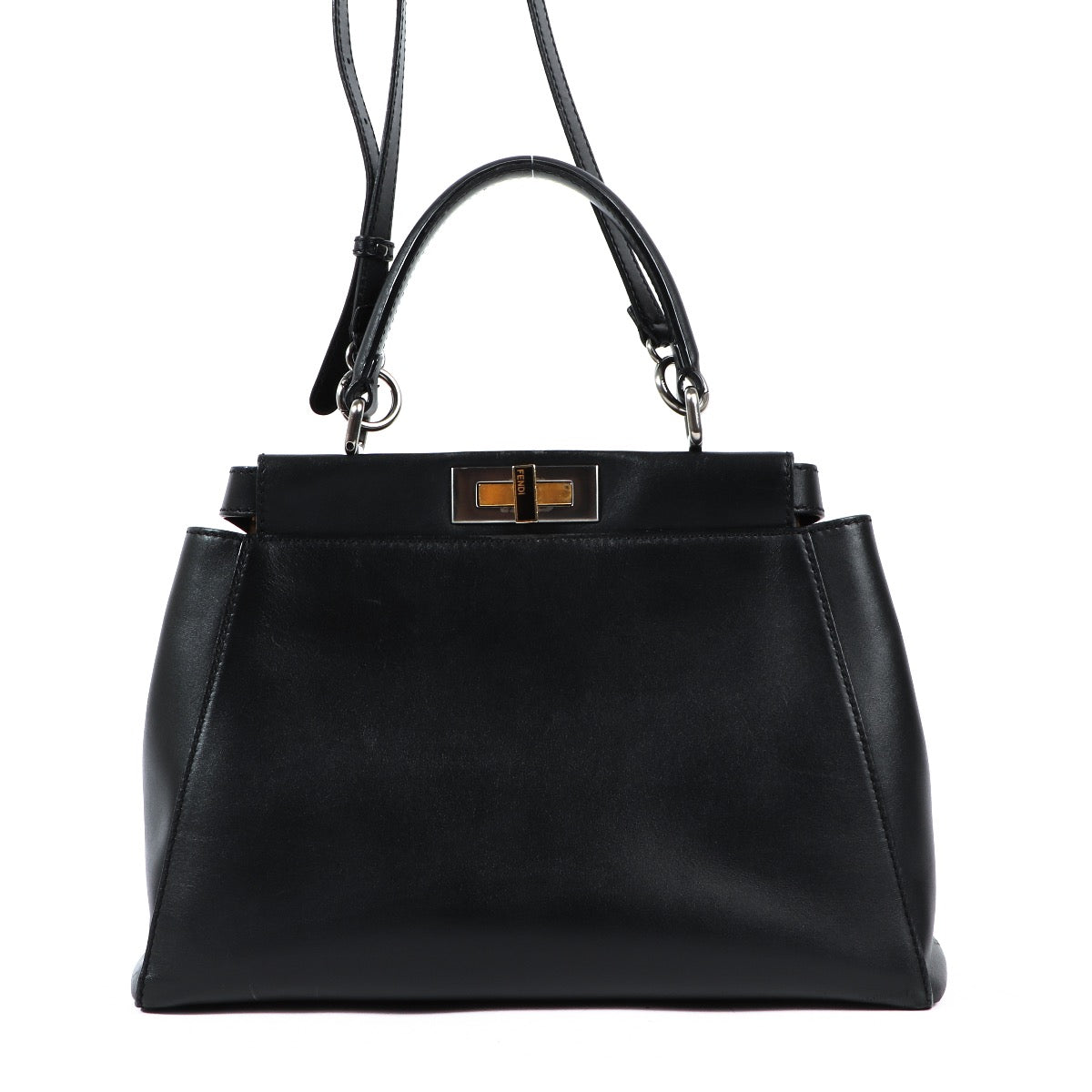 Fendi Black Leopard-Lined Medium Peekaboo Iconic Bag