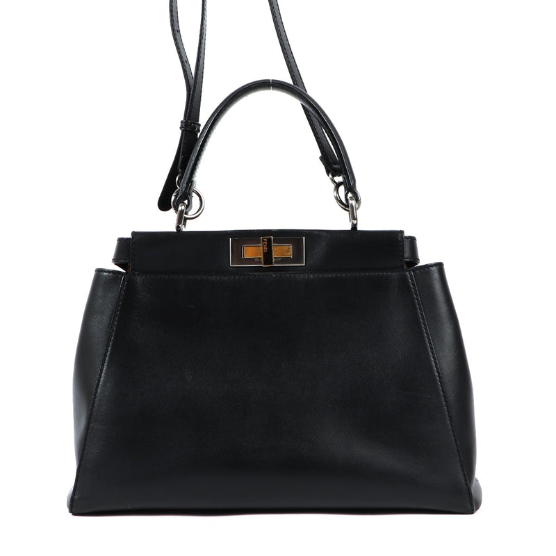 Fendi Black Leopard-Lined Medium Peekaboo Iconic Bag