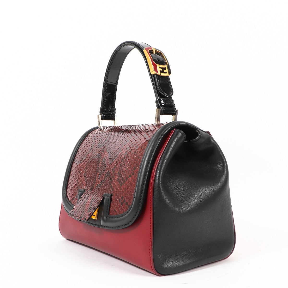 Sac à main Fendi Silvana en python rouge
