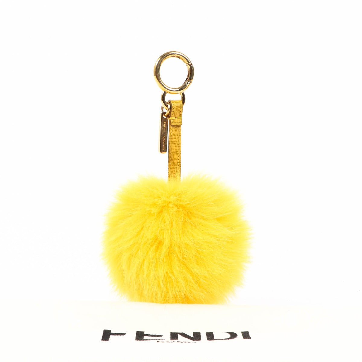 Fendi Yellow Fur Pom Pom Bag Charm