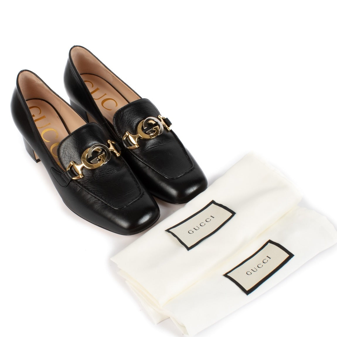 Gucci Black Zumi Mid-Heel Loafers