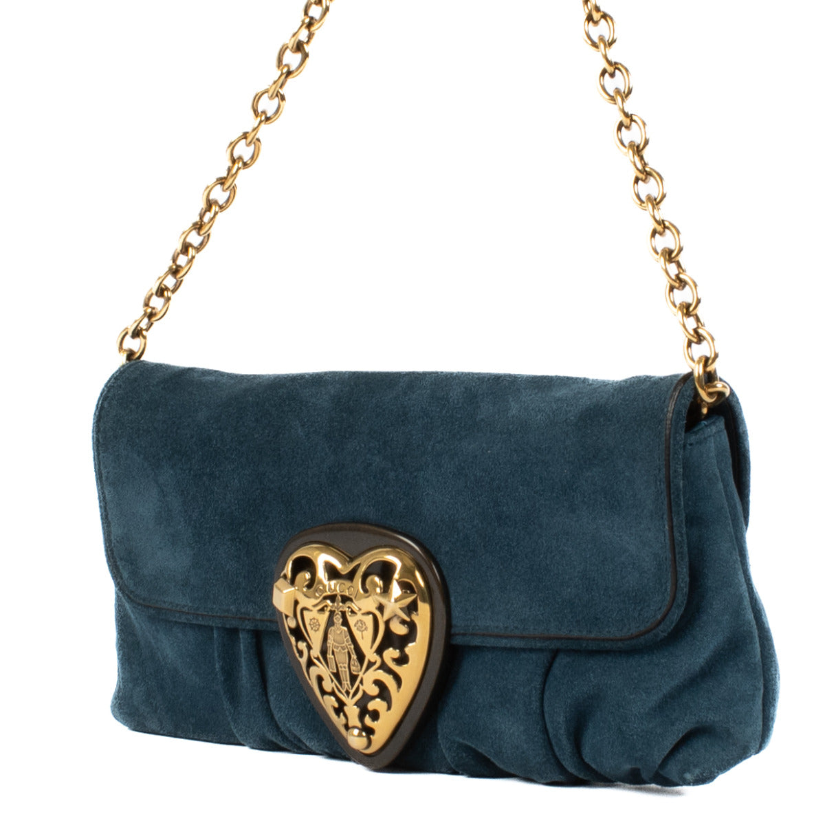 Sac à chaîne Hysteria en daim bleu Gucci
