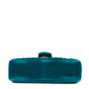 Shop safe online at Labellov in Antwerp, Brussels and Knokke this 100% authentic second hand Gucci Turquoise Velvet GG Small Marmont Bag