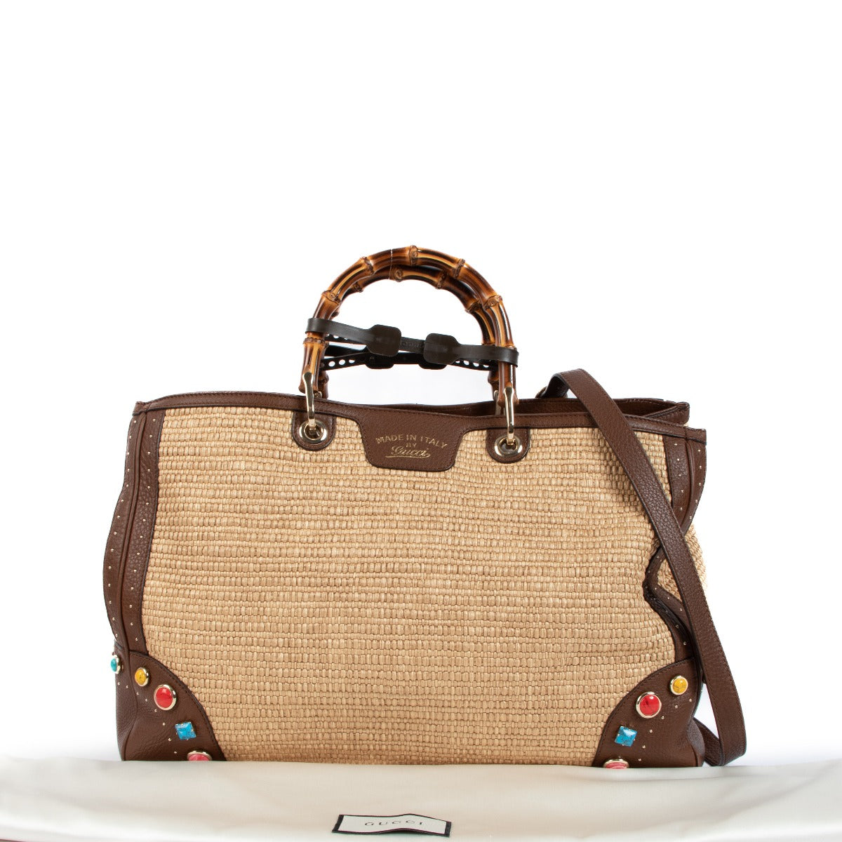 Gucci Raffia Brown Large Bamboo Shopper