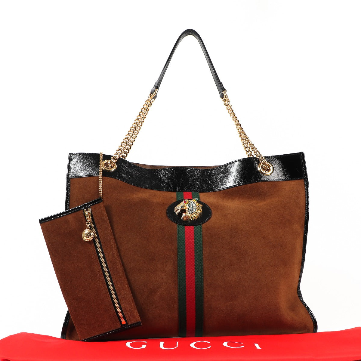 Buy an authentic second hand Gucci Brown Suede Maxi Rajah Tote Bag in very good condition at Labellov Antwerp.