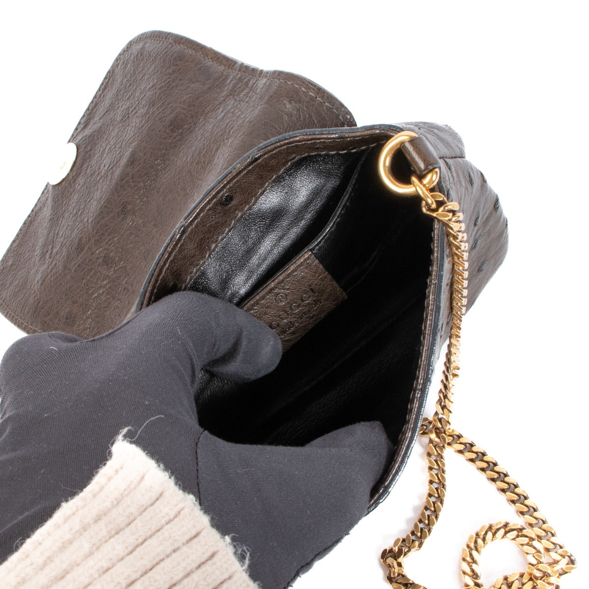 Sac bandoulière mini Gucci 1973 en autruche