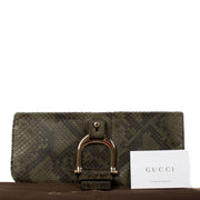 Gucci Khaki Green Python Clutch Bag for the best price at Labellov secondhand luxury in Antwerp. Knokke. Brussels. We buy and sell your preloved and brand new designer bags.