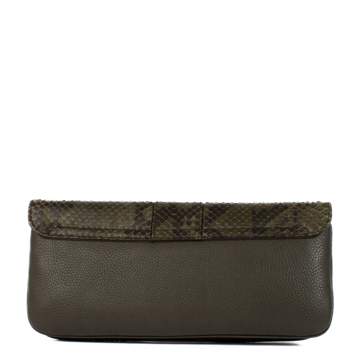 Sac pochette Gucci Greenwich en python vert kaki