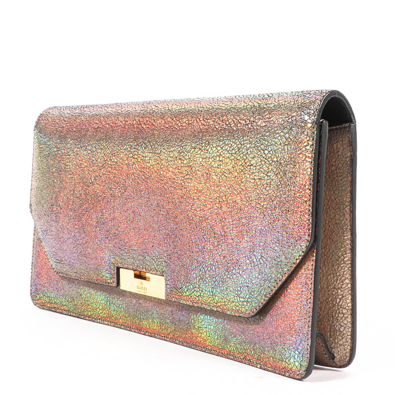 Gucci Metallic Crackled Calfskin Iridescent 58 Clutch