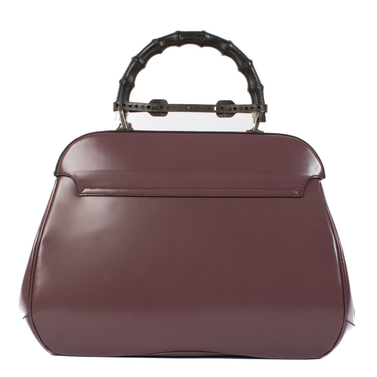 Shop safe online at Labellov in Antwerp, Brussels and Knokke this 100% authentic second hand Gucci Purple Leather Lady Lock Bamboo Top Handle Bag