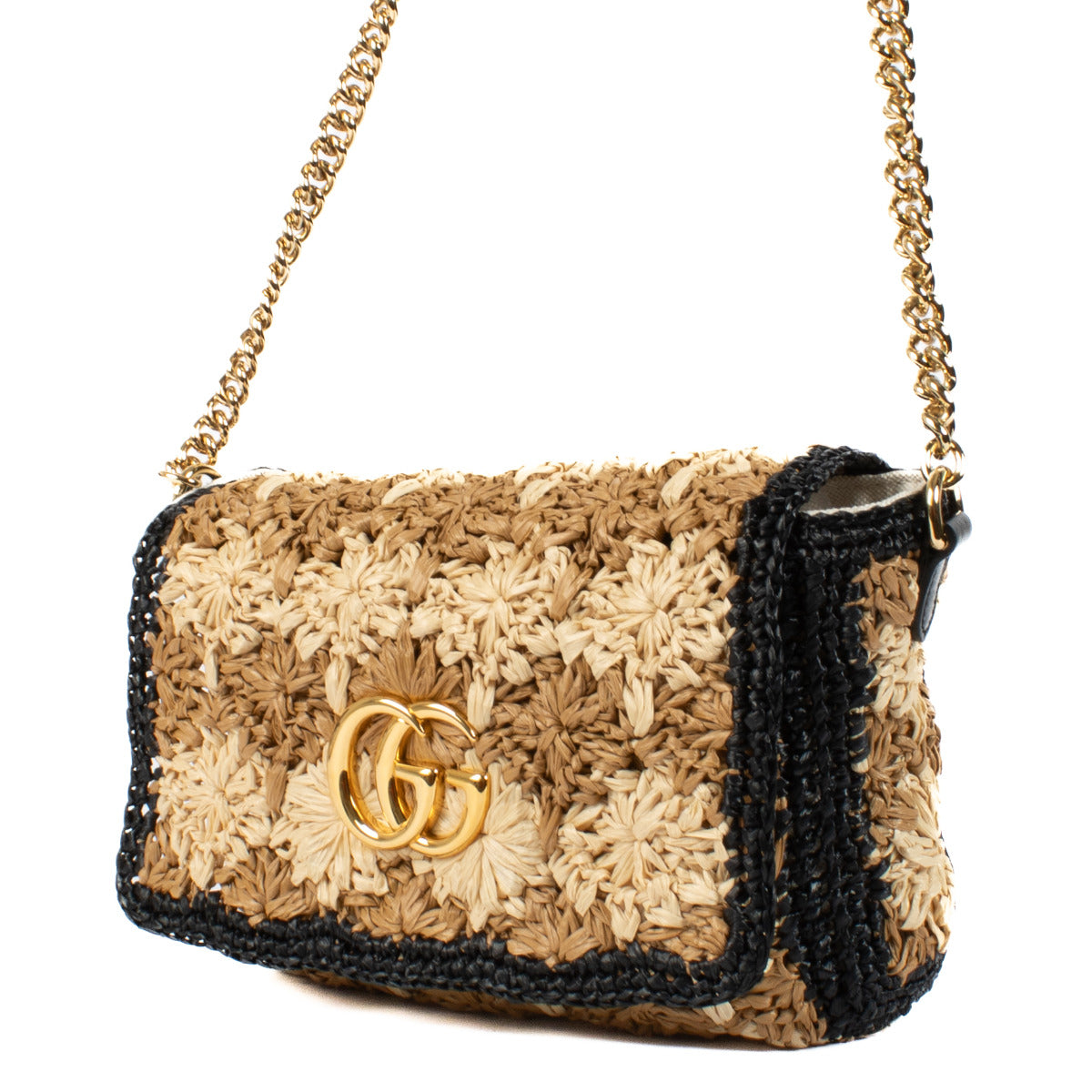 Gucci Raffia Crochet GG Marmont Bag