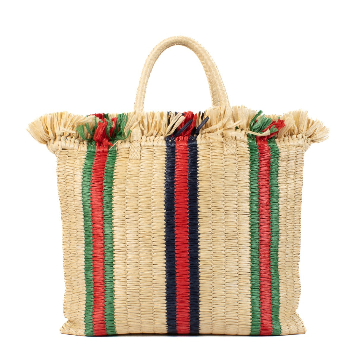 Shop safe online at Labellov in Antwerp, Brussels and Knokke this 100% authentic second hand Gucci Multicolor Raffia Linen Web Cestino Tote Bag