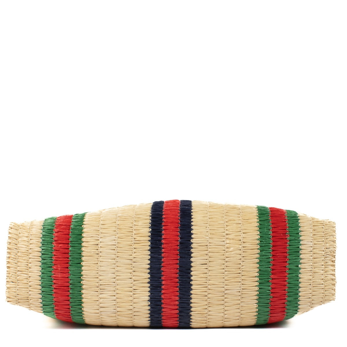 Shop safe online at Labellov in Antwerp, Brussels and Knokke this 100% authentic second hand Gucci Multicolor Raffia Linen Web Cestino Tote Bag