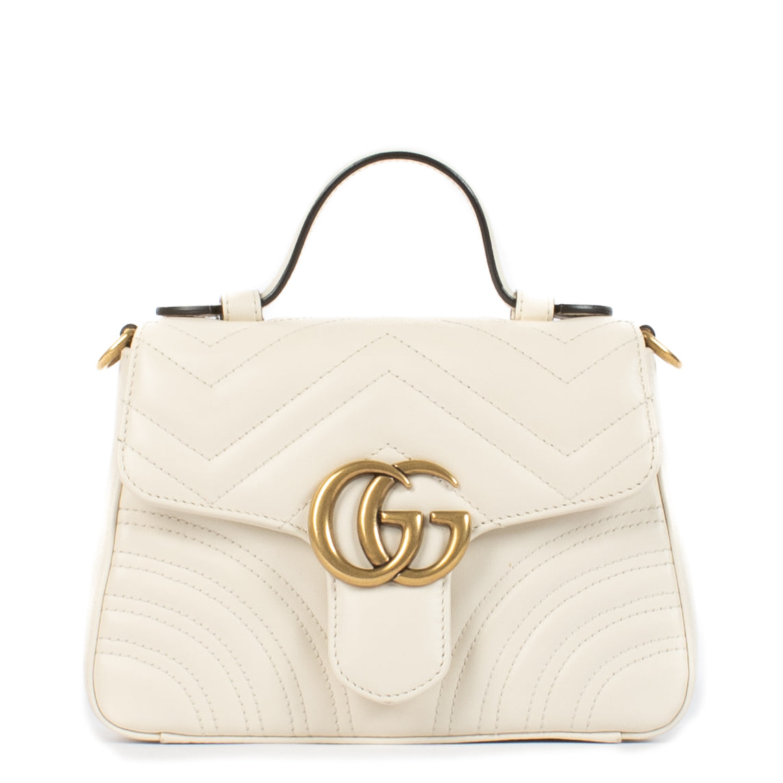 Shop safe online at Labellov in Antwerp, Brussels and Knokke this 100% authentic second hand Gucci White GG Marmont Top Handle Bag