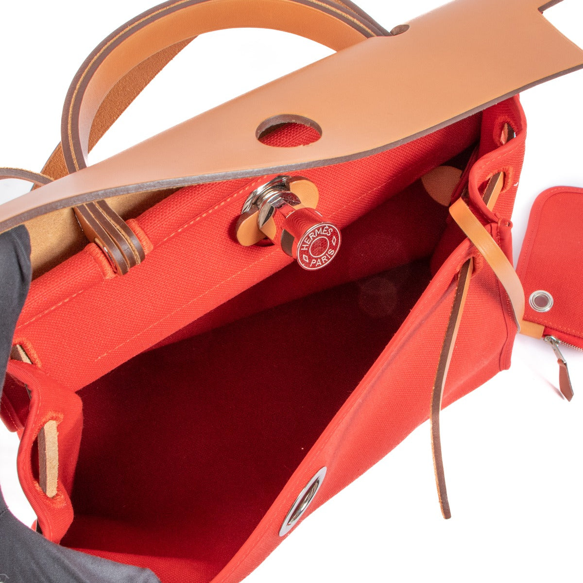Hermès Herbag Zip 31 Toile Rouge Tomate/Hunter
