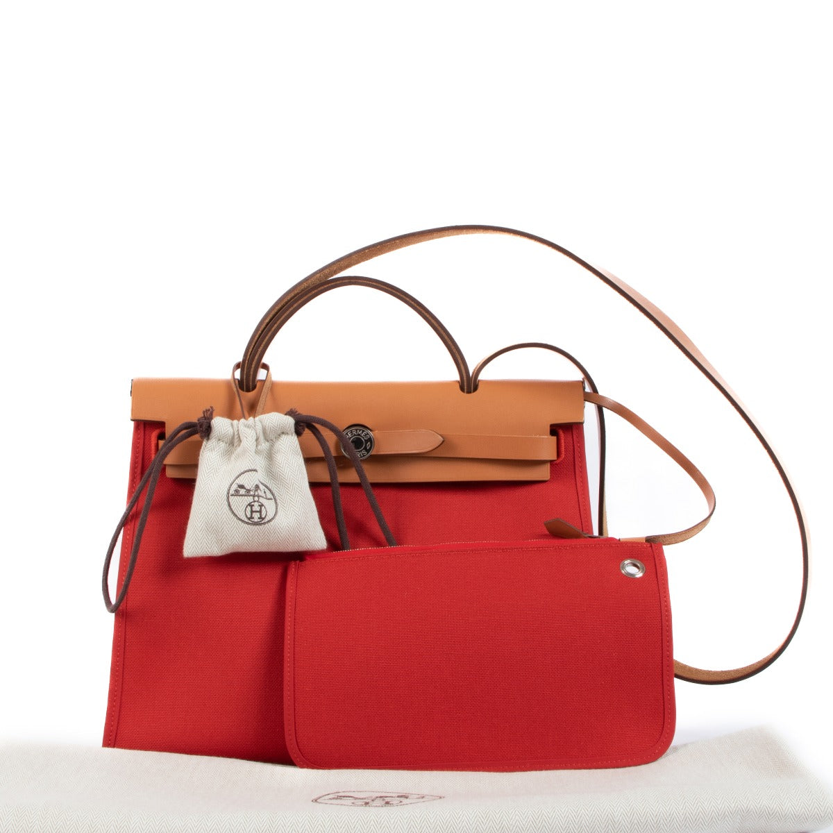 Hermès Herbag Zip 31 Rouge Tomate Canvas/Hunter