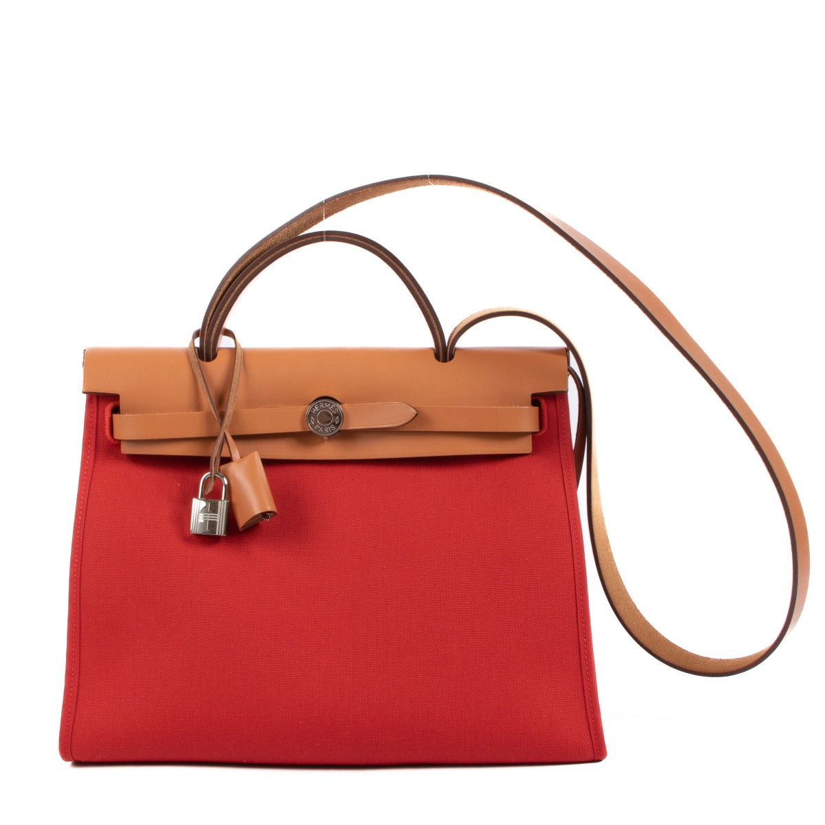 Hermès Herbag Zip 31 Rouge Tomate Canvas/Hunter