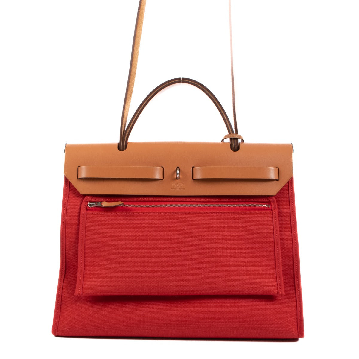Hermès Herbag Zip 31 Rouge Tomate Canvas/Hunter