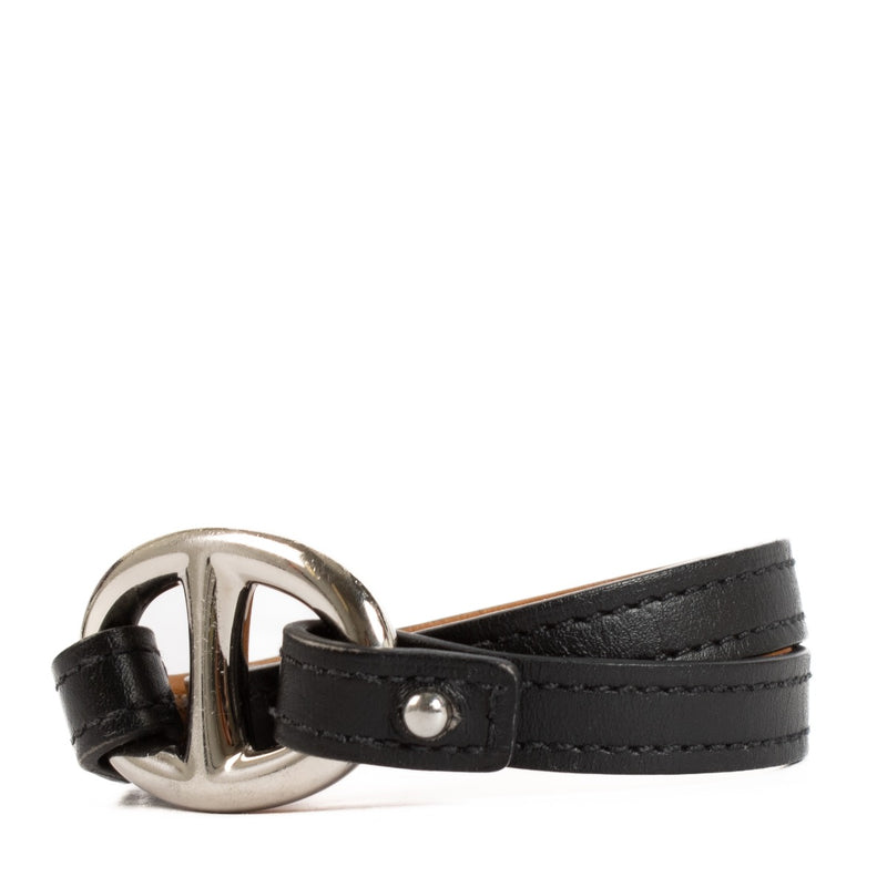 Shop safe online at Labellov in Antwerp and Knokke this 100% authentic second hand Hermès Black Granville Double Tour Bracelet - Size M