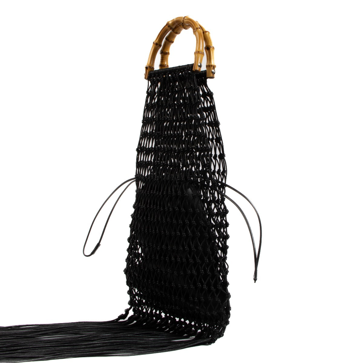 Shop 100% authentic second-hand Jill Sander Black Fringed Cotton Net Top handle on Labellov.com