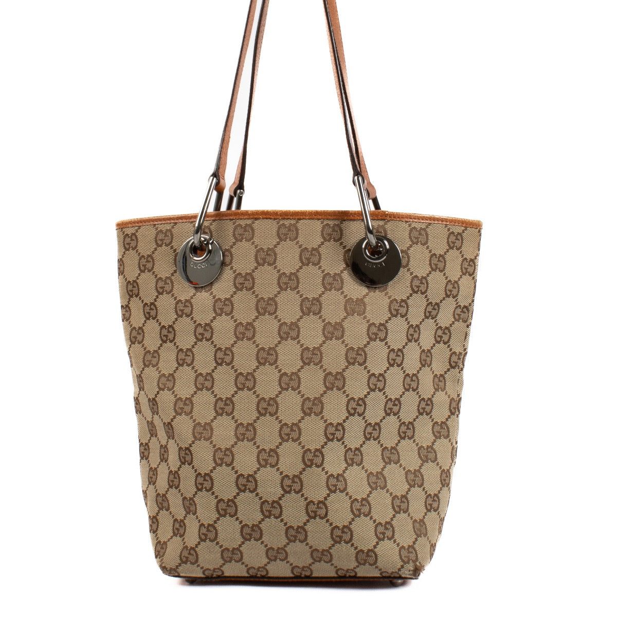 Shop safe online at Labellov in Antwerp and Knokke this 100% authentic second hand Gucci Monogram Top Handle Bag