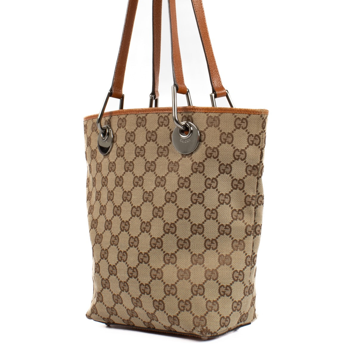 Shop safe online at Labellov in Antwerp and Knokke this 100% authentic second hand Gucci Monogram Top Handle Bag