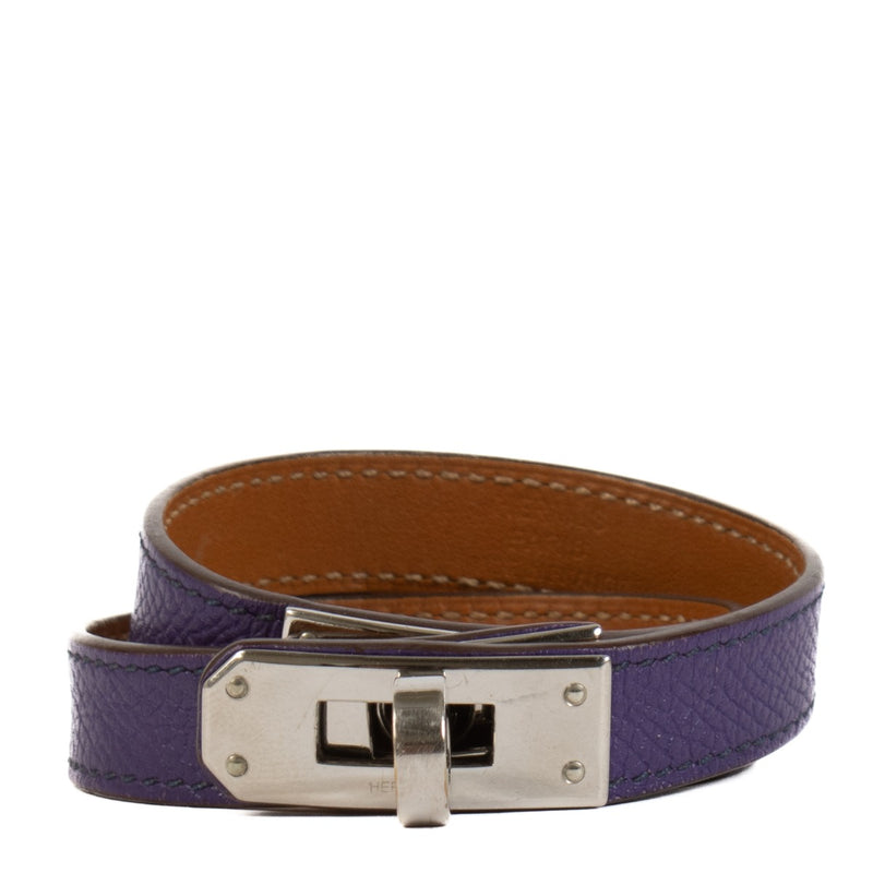 Shop safe online at Labellov in Antwerp, Brussels and Knokke this 100% authentic second hand Hermès Purple Leather Kelly Double Tour Bracelet
