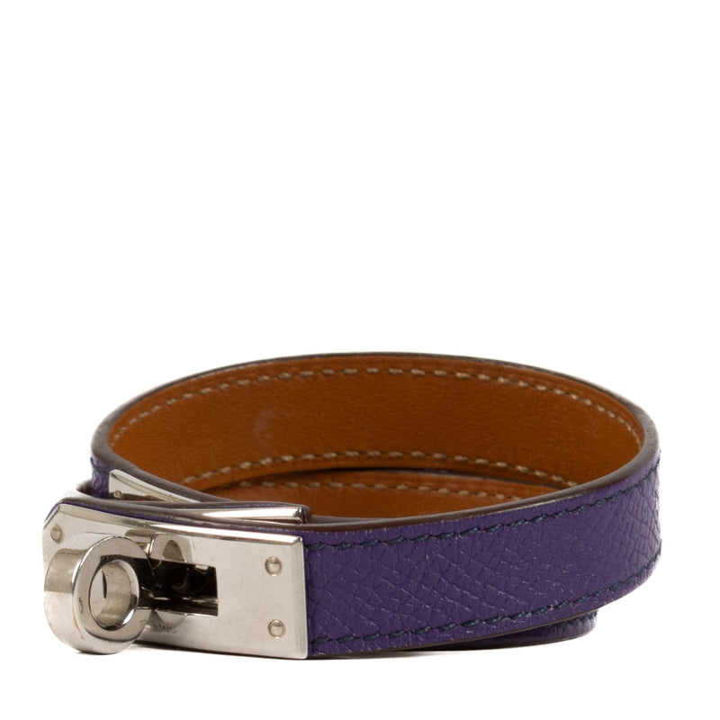 Shop safe online at Labellov in Antwerp, Brussels and Knokke this 100% authentic second hand Hermès Purple Leather Kelly Double Tour Bracelet