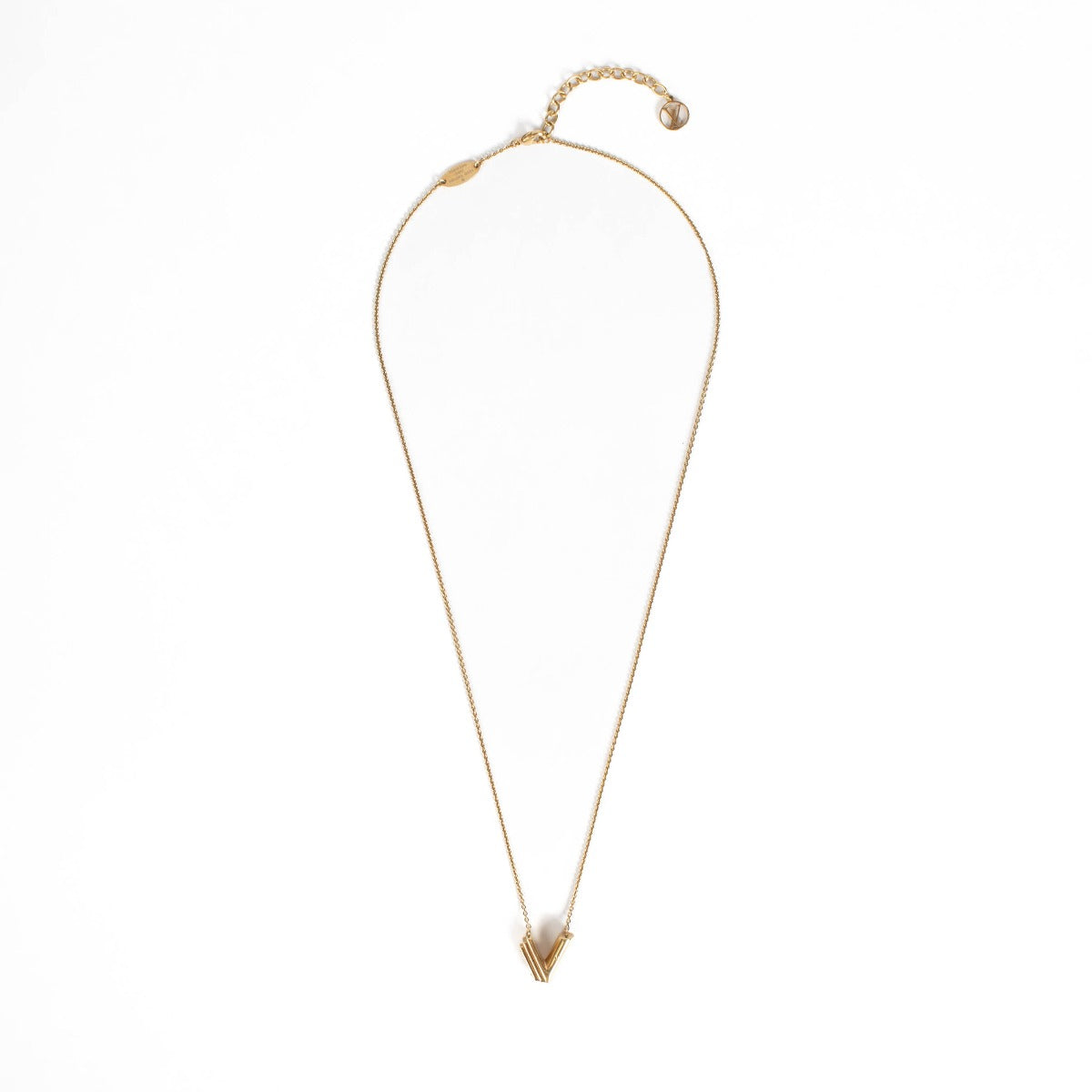 Authentic pre-loved Louis Vuitton Gold Tone Metal LV & Me V Necklace on Labellov.com