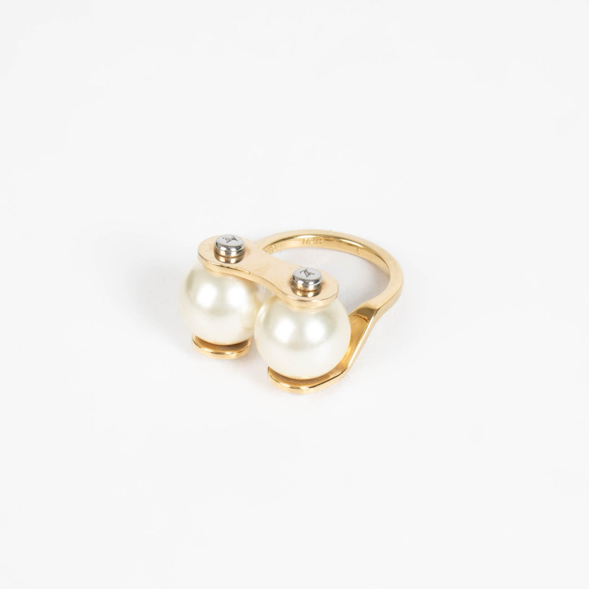 Authentic pre-loved Louis Vuitton Gold Tone Metal Speedy Pearl Ring - Size 55 on Labellov.com