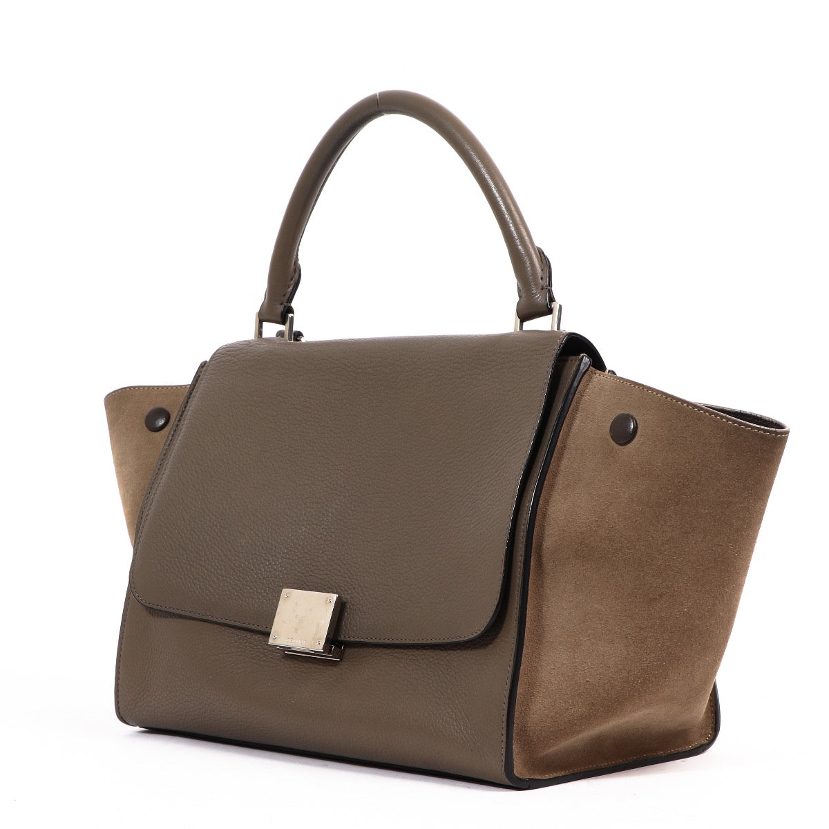 Shop safe online at Labellov in Antwerp this 100% authentic second hand Céline Taupe Leather & Suede Small Trapeze Shoulder Bag